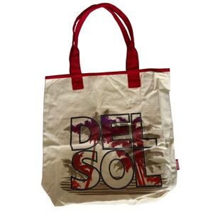Del Sol Color Changing UV Reactive Canvas Tote Bag Cream Red Palm Tree Tropical